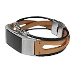 BZLine® Für Fitbit Charge 2 Armband, Charge 2 Armband Leder Ersetzerband Fitness Verstellbares Uhrenarmband für Fitbit Charge2 (Gold)