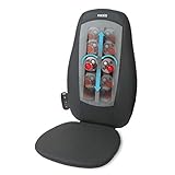 HoMedics Shiatsu Back and Shoulder Massager - Adjustable Massage Chair, Ease Stiffness/Tension with 3 Zone Settings, Relax Full, Upper + Lower Back Muscles, Roller, Vibration, Soothing Heat - Black