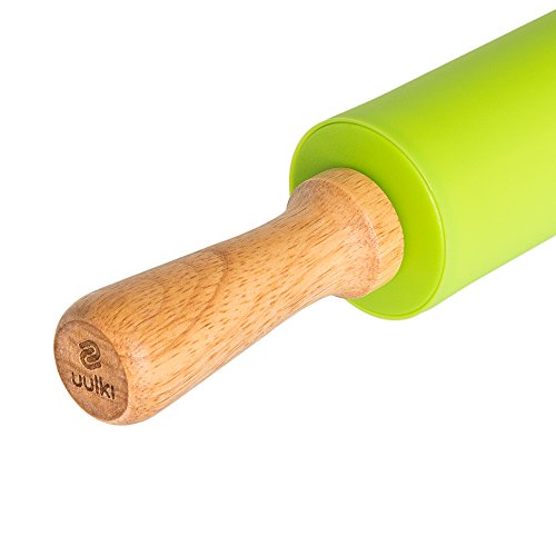 Happy Pastry Chef Teigroller 39 cm Gesamtlänge Antihaft – Nudelholz Silikon Antihaft (Grün) - 6