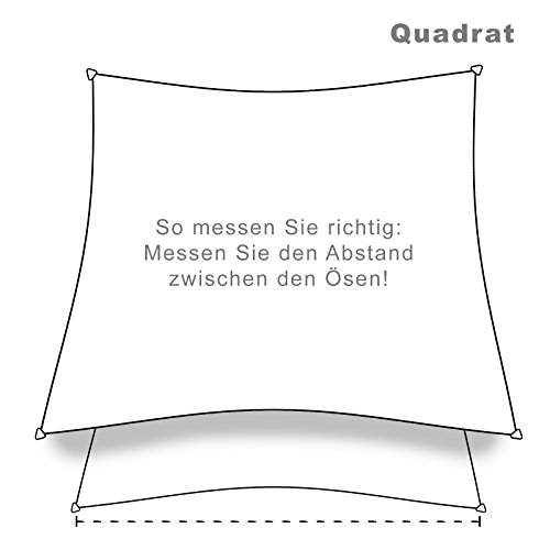 hanSe® Marken Sonnensegel Sonnenschutz Segel Quadrat 2×2 m Sand - 3