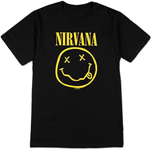Pliuegy Men's Nirvana Smiley Logo Double Sided T-Shirt