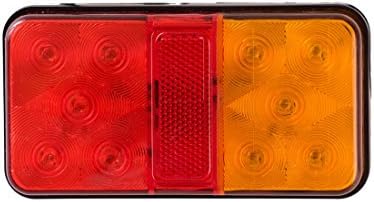 NAT 2Pcs 5+5 Diodes 12V/24V Rectangle Combination Light Rear Stop,Tail ,Turn Lamp with Reflertor (Red&amp;Amber)