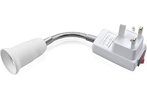 Bonlux Flexible Lamp Holder, E27 LED Lamp Socket White, Extension Screw Lamp Adapter with On/Off Switch, Plug in Wall Lights 360 Degree Flexible 20CM with Standard UK Plug (Bulb not Included)