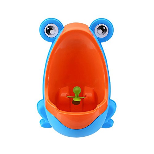 Hintel Colorful Frog Boys Potty Training Urinal with Whirling Target - Use a Baby Boy Urinal, Making It Fun, Easy Stress Free to Potty - Blue