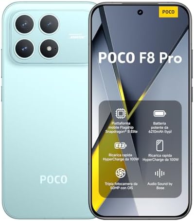 XIAOMI POCO F8 Pro, Smartphone 12+512 GB, Blu, Audio Sound by Bose