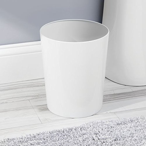 InterDesign 25242EU Patton Papierkorb Mülleimer für Bad, Büro, Küche – weiß, Steel, White, 20,32 x 0,254 x 24,8 cm - 2