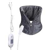 iGuerburn Almohadilla Eléctrica para Cuello y Cervical - 100W - 72 x 25cm, Ideal para Dolencias Musculares y Contracturas, Lavable, - Gris
