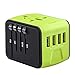 Produktbild Wokee Universal Reiseadapter,4 USB-Anschlüssen,International Power Steckdose für Weltweit Reisen in US/UK/EU/AU/Asien Über 150 Ländern (Grün)