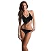 SOTW Womens Sexy Halter Padded Boho Fringe Tassel Bandeau 2pcs Swimwear Bikini Bathing Suit, Black Cut, M