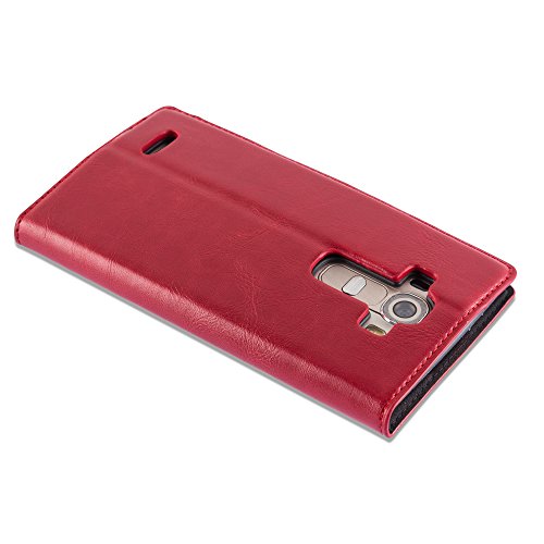 LG G4 Funda Estilo Libro de Cuero Sint  tico en ROJO MANZANA de Cadorabo  Dise  o IM  N INVISIBLE      Cubierta Protectora con Cierre Magn  tico  Tarjetero y Funci  n de Suporte     Protecci  n Carcasa Caja Etui Case Cover