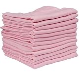 12 x PINK supreme quality Muslin Squares.100% cotton