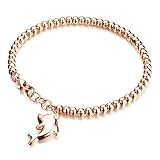 Lafeil Armreifen Rosegold Rosegold Armband Uhr Damen Edelstahl Delphin Anhänger Kugelkette Damen Rose Gold 18cm