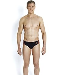 Speedo Men 's Monogram – breve Psycho – Negro/Rojo, Tamaño 42/7 cm