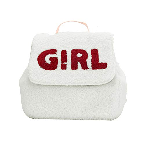 Preisvergleich Produktbild AchidistviQ Winter Lovely Letters Mädchen Plüsch Rucksack Verstellbar Büchertasche Schule Kinder Kinder Plüsch Rucksack Winter Wild Jungen Mädchen Tasche weiß
