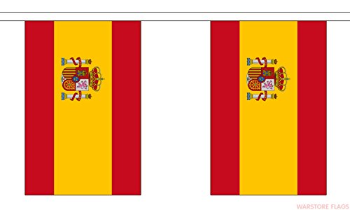 Banderines nacionales de tela de Shatchi Crest de España de 3 m, 10 banderas de rugby para aficionados al fútbol, soporte de decoración, multicolor