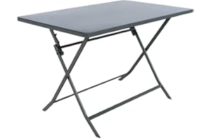 Hespéride - Table de Jardin Pliante Rectangulaire Greensboro Gris Graphite - 4 Places - Acier Traité Epoxy Traitement Antirouille Renforcé