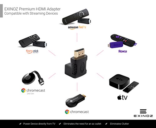 Exinoz® vergoldeter HDMI Adapter für Chromecast, Roku, Fire TV und Apple TV (90° & 270°) - 5