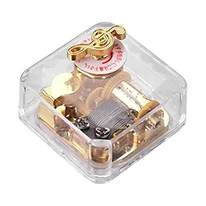 Generic Transparent Acrylic Musical Box Counterclockwise Rotation Clockwork Musicbox with A Fixable Metal Plate Gold-Plating Music Movement for Friends Lovers Families Busi Clients Christmas