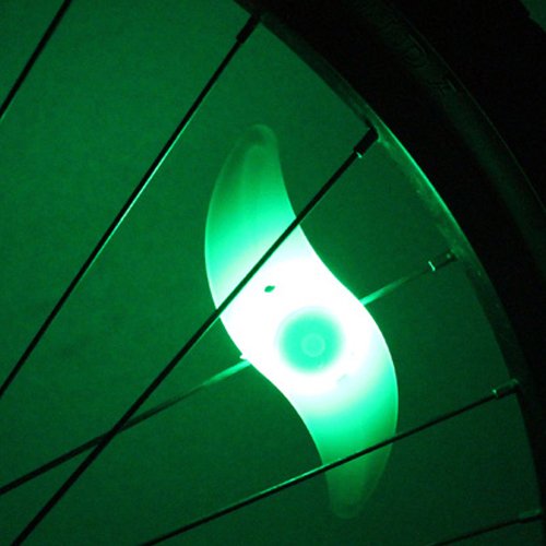Dodolive Bicycle LED Spoke Light Wind Fire Wheels Silica Gel Wire Tyre Lamp Mountain Bike Wheel Light Pack of 2Pcs,Green