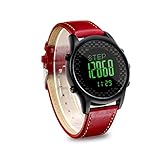 Lixada LED Hintergrundbeleuchtung Digitale Smart Uhr mit Echtem Leder Band Sport Uhren Armbanduhr Kompass Pacer Pedometer Wasserdichte.（Englisch Anleitung）