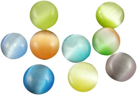 Pandahall 50pcs Mixed Color Half Round Cat Eye Beads Cabochons, about 6mm in diameter,3mm thick