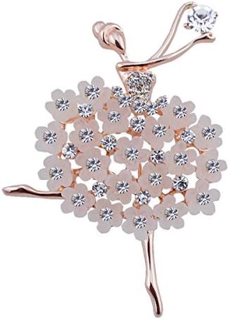 Women's Elegant Dancing Ballet Girl Flower Rhinestone Corsage Pin Ornament,B-OneSize