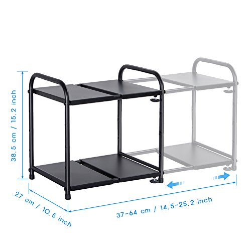 Lifewit Küchen Regal Steckregal Schuhregal Verstellbare Unterregal Unterschrank Regal für Badezimmer WC aus Kohlenstoffstahl Schwarz - 2