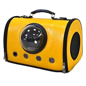 emily pets Sri Pet Airline Approved Pet Carriers with Fleece Pads Soft Sided Pet Carrier Leather Touch for Dog and Cat (Yellow)