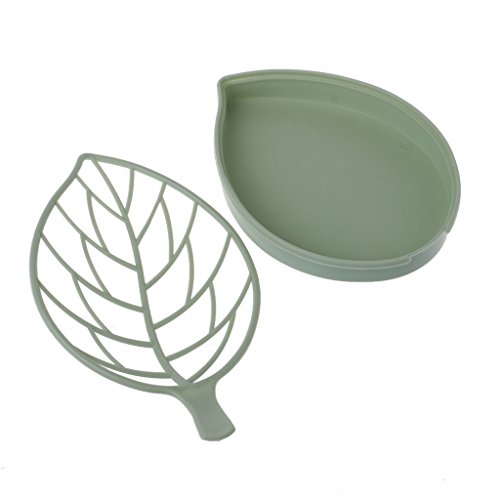 Lunji Porte Savon Plastique Antidérapant pour Savon, éponge 17.5x10.5cm (Vert)