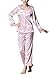 Produktbild TT Global Damen Nachtwäsche Set Elegant Lang Schlafanzüge Satin Pyjama Set mit Spitze und V-Ausschnitt Schlafanzug Hausanzug aus Seide