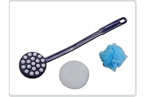 SANIVERSUM UG Eincremhilfe Eincremehilfe -Set, dunkelblau, mit Massageroller, Badeschwamm und Badeblume - Rücken-Eincreamer Massage Creamer Lotion-Creamer