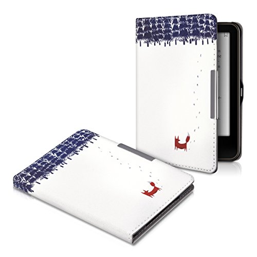 kwmobile Hülle für Tolino Vision 1 / 2 / 3 / 4 HD – Flipcover Case eReader Schutzhülle – Bookstyle Klapphülle Fuchs Design Braun Blau Weiß - 5