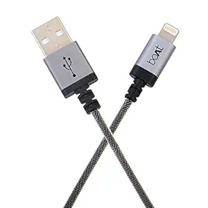 boAt LTG 500 Apple MFI Certified for iPhone, iPad and iPod 2Mtr Data Cable(Space Grey)