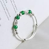 SHOUSHI Frauen Cartoon Fuß Silber Tropfen Form Seiko S990 Sterling Silber Armband Grünen Achat Transfer Perlen Jungen und Mädchen Sterling Silber Armband, EIN Paarpreis