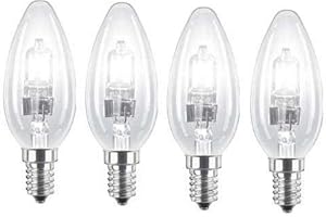 LIGHTSAVE 4 Pack - Energy Saving Halogen Candles 42W SES E14 Eco Classic Light Bulbs, Small Edison Screw Cap, Dimmable Lamps, Mains 240V
