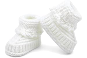 Baby Booties, Hand Crocheted Cotton Knit Soft Cozy Shoes, Warm and Comfortable Newborn Socks for Infant Boys and Girls, Suitable for Daily Wear, Sleep and Photo Shoots