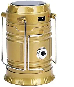 AVMART Solar Emergency Light Lantern, USB Mobile Charging Point, Rechargeable Night Light Travel Camping Lantern (Gold)
