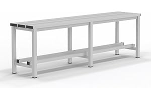 Spacio Banco Metálico Norrköping Estilo nórdico para Uso Profesional o en hogar, para vestuarios, habitación, decoración Incluso Exterior. Bancada para Personas en Acero Blanco. (1,5 Metros)