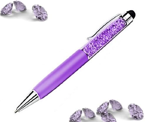 bd@ Elegant Ladies Pen / Touch Screen Pen for Touch Pad Screens With Rhinestones and Crystals / Includes Pouch / Purple