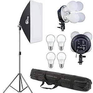 Eloies EL59DX 80w Softbox Lighting | 1 Light Kit Photography Professional Continuous Studio Lights 50cm x 70cm Reflectors for Fashion Portrait Product Photography YouTube (1nos Light KIT)