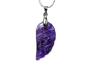 KRYSTAL GIFTS UK Reiki Energy Charged Amethyst Crystal Angel Wing Pendant with Silver Chain (Beautifully Gift Wrapped)