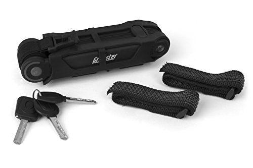 Gregster Fahrradschloss, massives Faltschloss fürs Fahrrad mit kleinem Transportmaß, Schloss inkl. drei Schlüsseln und Halterung, schwarz - 2