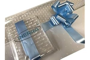 INERRA Gift/Hamper Wrapping Kit - 2 Metres White Dot Film Wrap (Folded) & 14 Loop 7" Bow - Large Colour Range (Baby Blue)