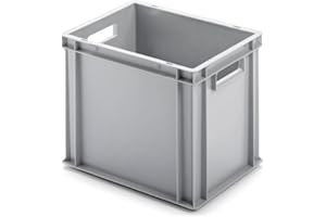 PROREGAL Eurobehälter mit offenem Griff | HxBxT 32x30x40cm | 29 Liter | Grau | Eurobox, Transportbox, Transportbehälter, Stapelbehälter