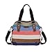 Produktbild Canvas Tasche, Multi-Color-Striped Damen Canvas Umhängetasche Crossbody Tasche Tote Damen Schultertasche Canvas Messenger Bag Mädchen Schultertaschen Bucket Bag Shopper Shoulder bag für Schule Reisen