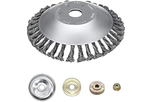 Ellxen Edelstahl Unkrautbürste Unkrauttrimmer Motorsense Freischneider 150 x 25,4 MM Kegel,mit 4 Stück Adaptern,Twist Wildkrautbürste Kann Unkraut und Moos Effektiv Entfernen (6 Zoll)