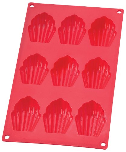 Mrs. Anderson's Baking Silicone 9-Cup Madeleine Cookie Pan, Non-Stick European-Grade Silicone, 11.75 x 6.75 x .75-Inches