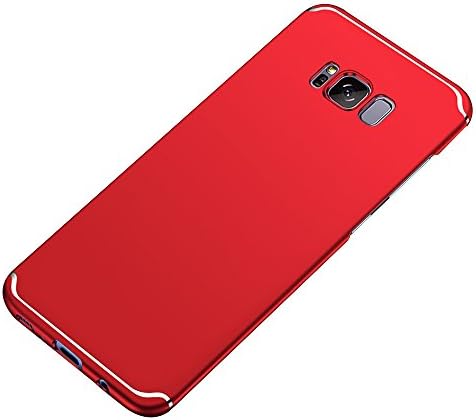 Samsung Galaxy S8 Case, CuckooCase® Ultra Slim Shockproof Protective Hard Back Bumper Thin Armour Edge Compatible Bling Glitter Pretty Silver Band Hybrid Sleek Design Cover for Galaxy S8, Red