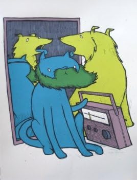 Fake Beard Art Print 2009 Limited Edition Silk Screen Print Art Print Jay Ryan Original Signed and Numbered 00s, Art Print, Bird Machine Prints, Completed Edition