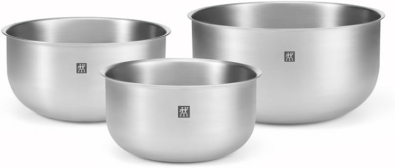 ZWILLING Hazırlama kasesi seti, 3 parça, 18/10 paslanmaz çelik, salata kasesi, karıştırma kasesi, çap: 17, 21 ve 25 cm